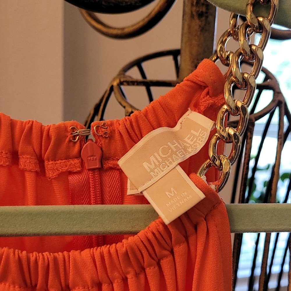 Michael Kors Orange Skirt with Gold Chain